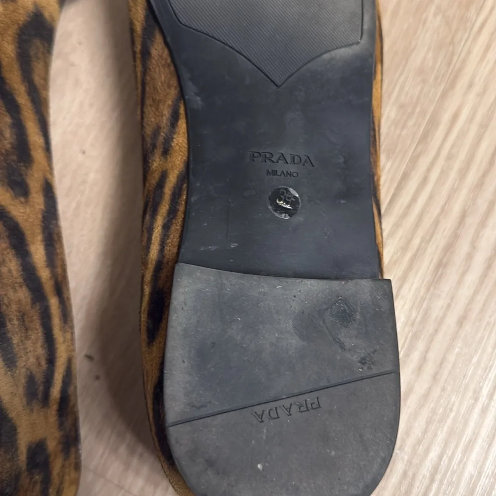 Prada Leopard Print Flats with Bow